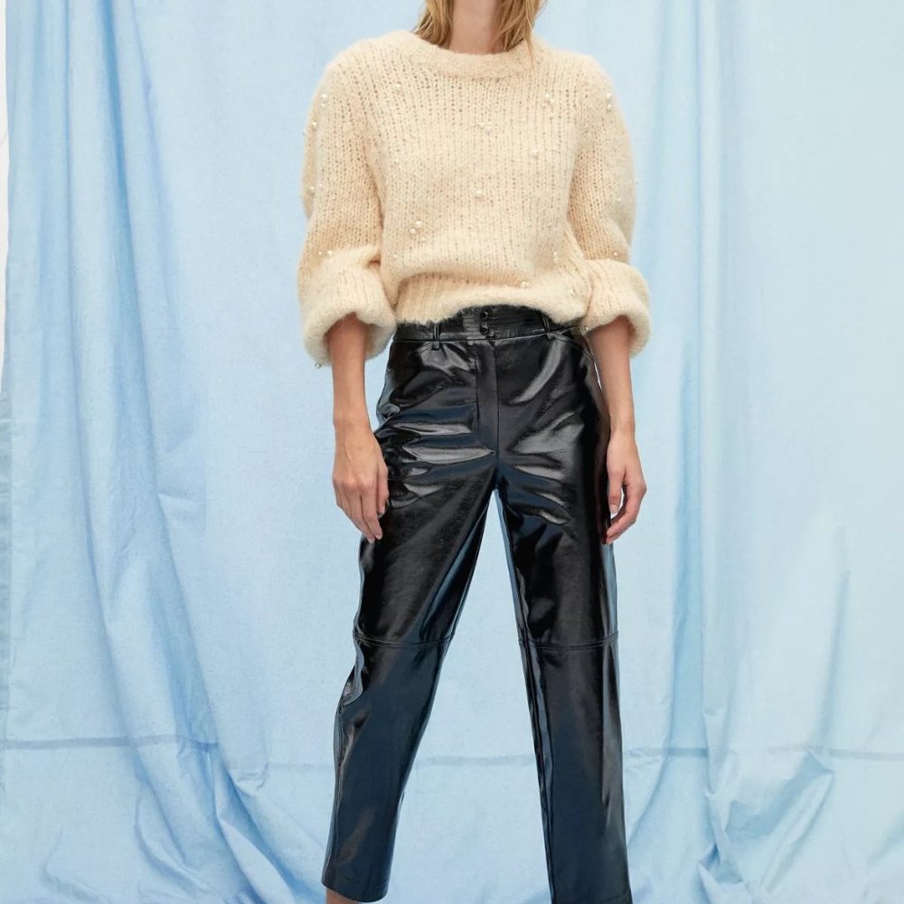 Aritzia Le Fou Wilfred Shimmy Sweater Crew-neck wool sweater